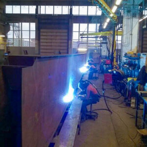 30 meters long crane beam welding work in progress